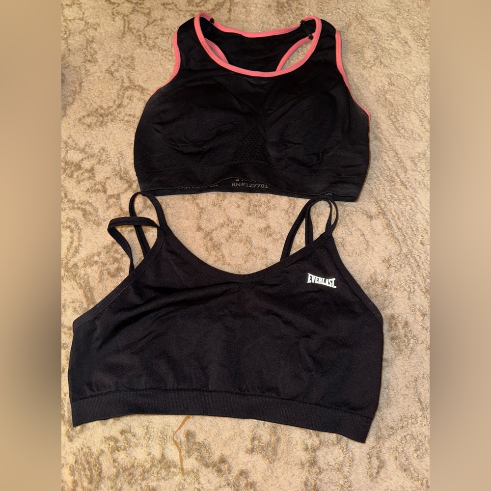 Everlast and Bobs brand sports bra. Comfy, soft, supportive.